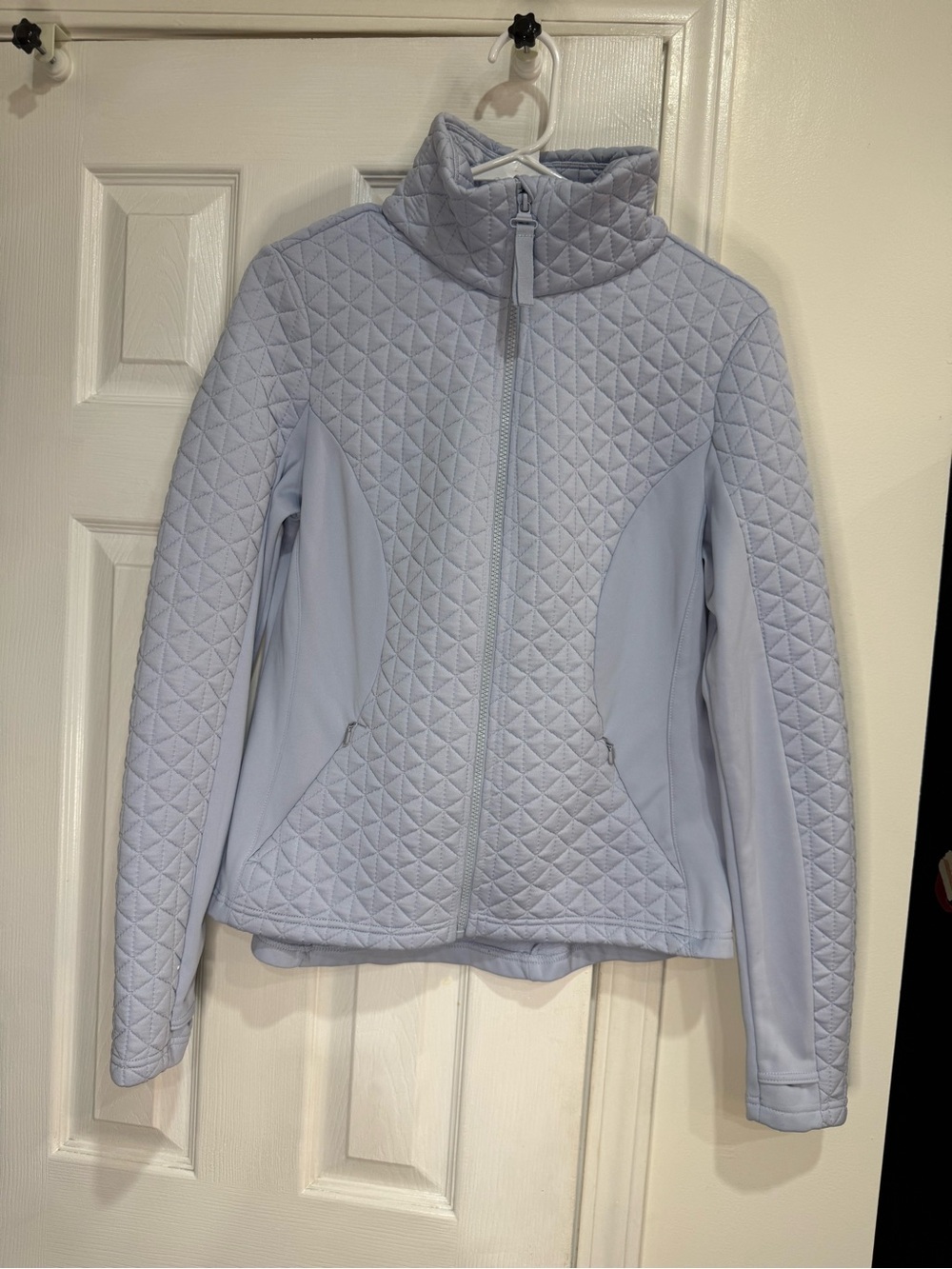 Avia Women's Quilted Mixed Media Active Jacket Light Blue Size M (8-10)